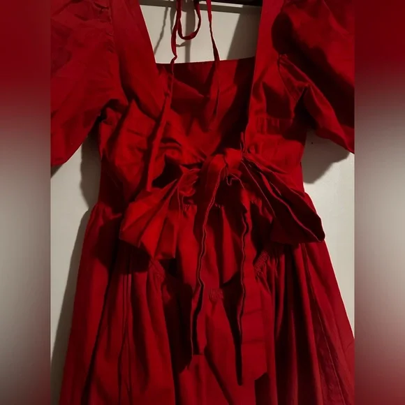 WAYF - Red Open-Back Bow Dress - Picture 8 of 11